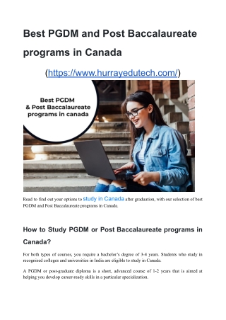 Best PGDM and Post Baccalaureate programs in Canada