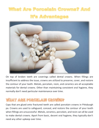 What Are Porcelain Crowns? And it’s Advantages