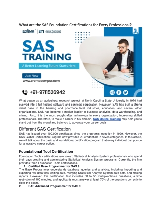 What are the SAS Foundation Certifications for Every Professional