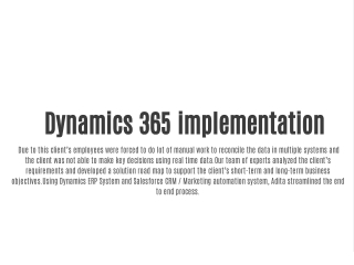 Dynamics 365 implementation 