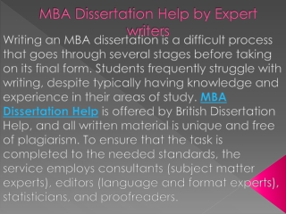 MBA Dissertation Help by Expert writers