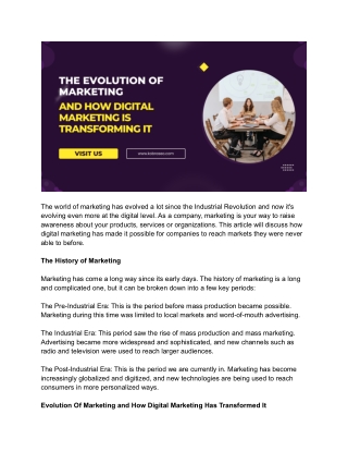 The Evolution Of Marketing And How Digital Marketing Is Transforming It