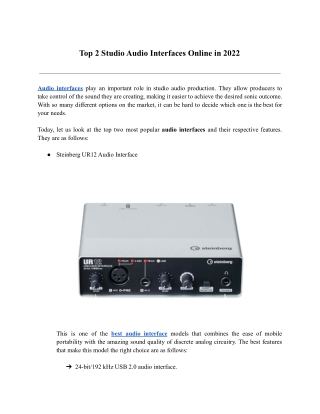 Top 2 Studio Audio Interfaces Online in 2022