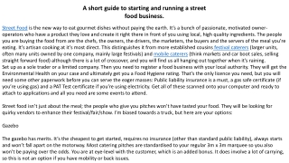 A short guide to starting and running a street food business.