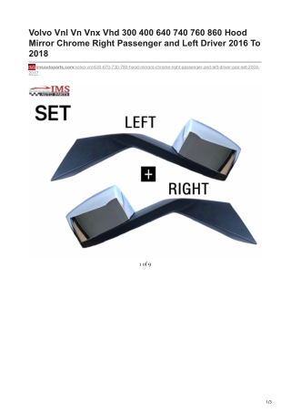 imsautoparts.com-Volvo Vnl Vn Vnx Vhd 300 400 640 740 760 860 Hood Mirror Chrome Right Passenger and Left Driver 2016