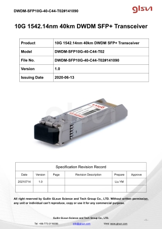 10G 1542.14nm 40km DWDM SFP  Transceiver