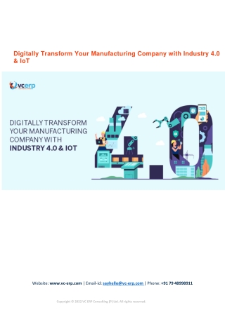 Digitally Transform Your Manufacturing Company with Industry 4.0 & IoT