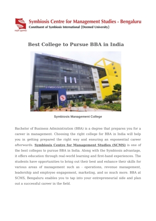 BBA Colleges in India