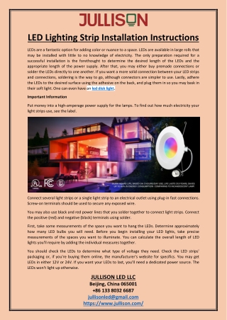 LED Lighting Strip Installation Instructions