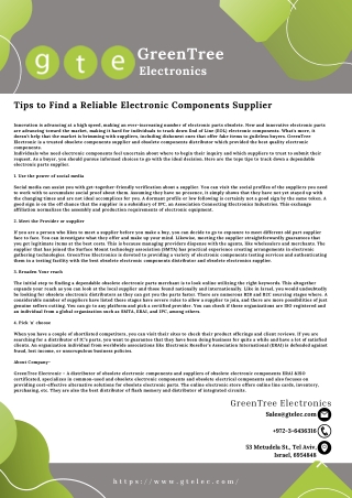 Tips to Find a Reliable Electronic Components Supplier