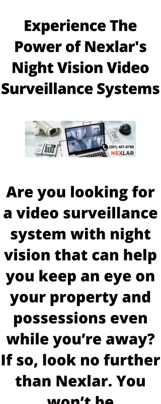 Experience The Power of Nexlar's Night Vision Video Surveillance Systems
