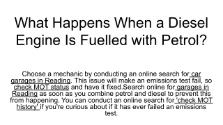What Happens When a Diesel Engine Is Fuelled with Petrol_