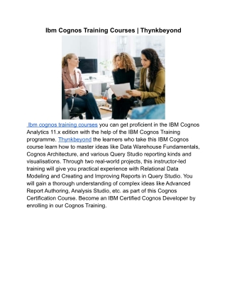 Ibm Cognos Training Courses _ Thynkbeyond