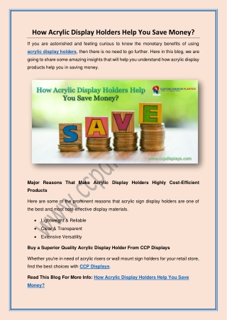 How Acrylic Display Holders Help You Save Money