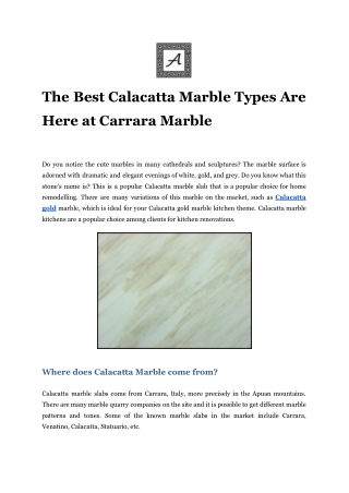 The Best Calacatta Marble Types Are Here at Carrara Marble