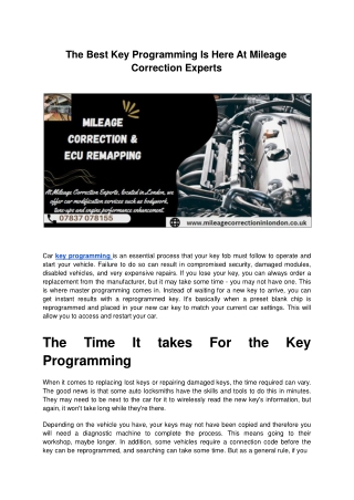 The Best Key Programming Is Here At Mileage Correction Experts.ppt