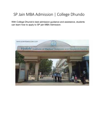 SP Jain MBA Admission | College Dhundo