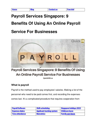 Payroll Services Singapore 9 Benefits Of Using An Online Payroll Service For Businesses