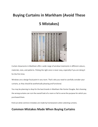 Buying Curtains in Markham (Avoid These 5 Mistakes)