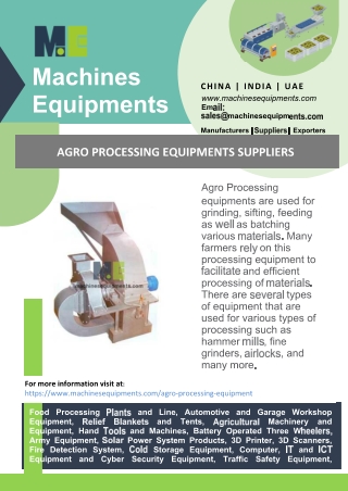 Agro Processing Equipments Suppliers