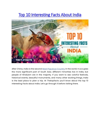 Top 10 Interesting Facts About India