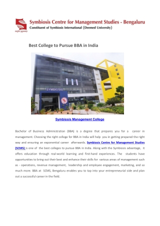 Best BBA Colleges in Bangalore