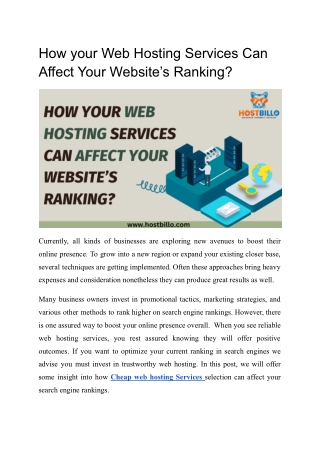 How Does Web Hosting Services Affect Your Website’s Ranking?