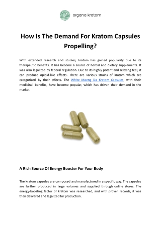 How Is The Demand For Kratom Capsules Propelling_