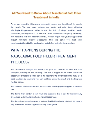 5 Things to Know About Nasolabial Fold Filler Treatment in India