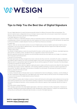 Tips to Help You the Best Use of Digital Signature
