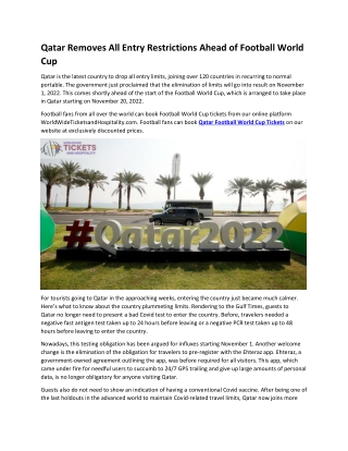 Qatar Removes All Entry Restrictions Ahead of Football World Cup