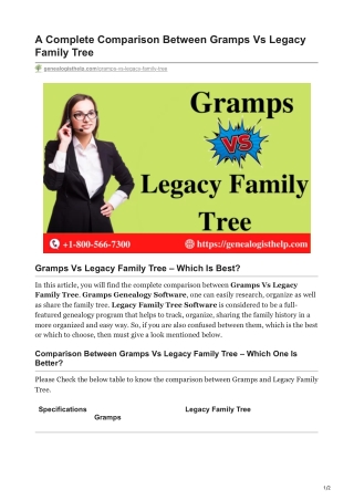 A Complete Comparison Between Gramps Vs Legacy Family Tree | Genealogist Help