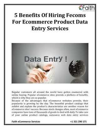 5 Benefits Of Hiring Fecoms For Ecommerce Product Data Entry Services