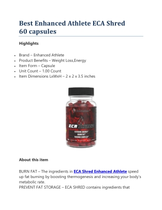 Best Enhanced Athlete ECA Shred 60 capsules