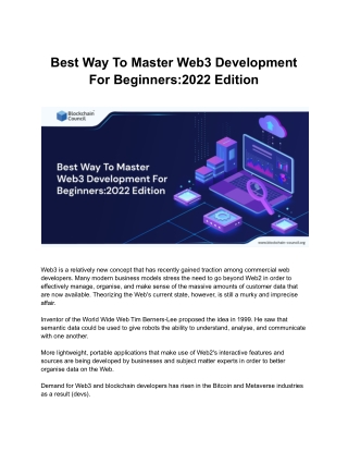 Best Way To Master Web3 Development For Beginners: 2022 Edition