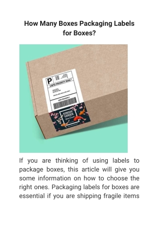 How Many Boxes Packaging Labels for Boxes