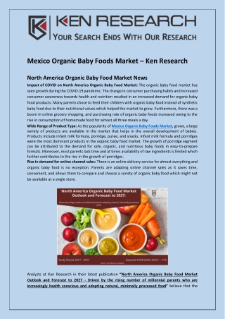 Mexico Organic Baby Foods Market – Ken Research