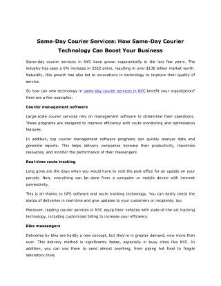 Same-Day Courier Services How Same-Day Courier Technology Can Boost Your Busines