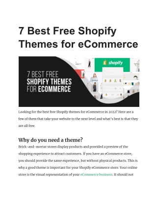 7 Best Free Shopify Themes for eCommerce