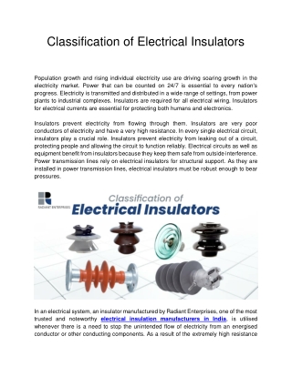 Classification of Electrical Insulators