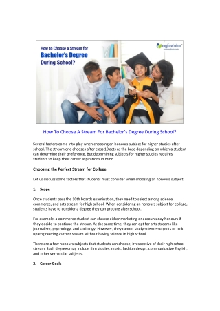How To Choose A Stream For Bachelor’s Degree During School