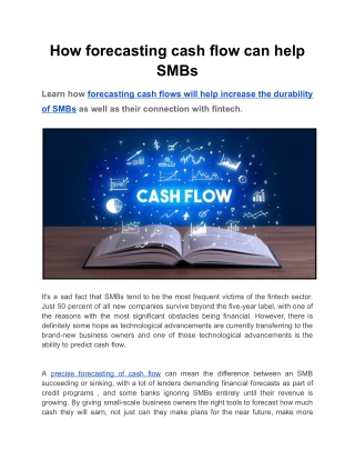 How Forecasting Cash Flow Can Helps SMBs