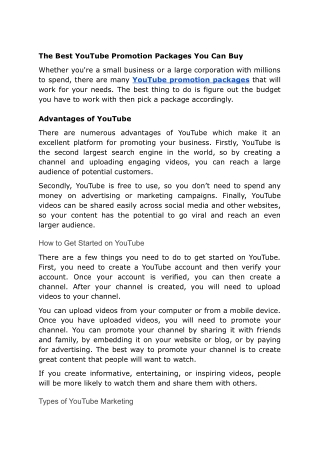 The Best YouTube Promotion Packages You Can Buy