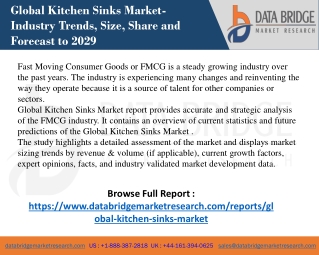 Global Kitchen Sinks Market Global Opportunity Analysis and Industry Forecast