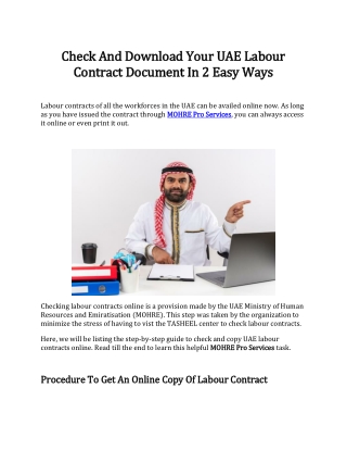 Check And Download Your UAE Labour Contract Document In 2 Easy Ways