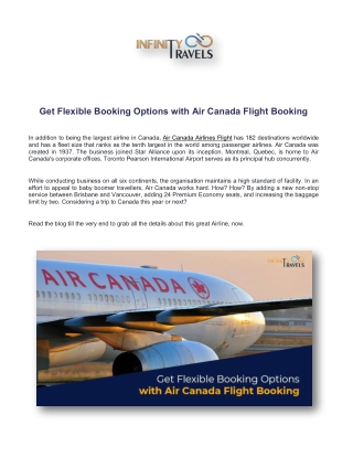 Get Flexible Booking Options with Air Canada Flight Booking