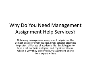 Why Do You Need Management Assignment Help Services