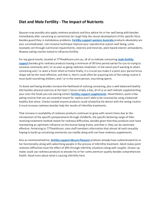 Diet and Male Fertility - The Impact of Nutrients