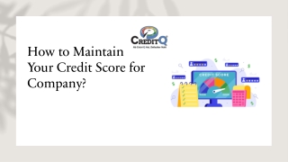 How to Maintain Your Credit Score for Company