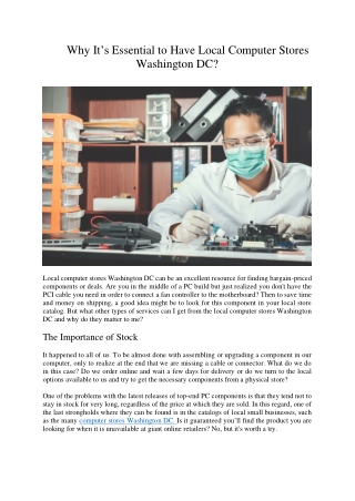 Why It’s Essential to Have Local Computer Stores Washington DC